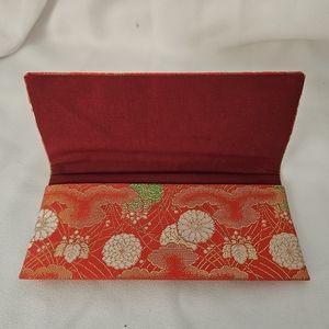 Glittery Japanese print wallet, bright red, sparkly